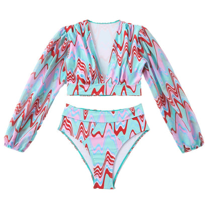 Maillot de bain pour femmes avec décolleté en V élégant et manches fluides Chic und Stil