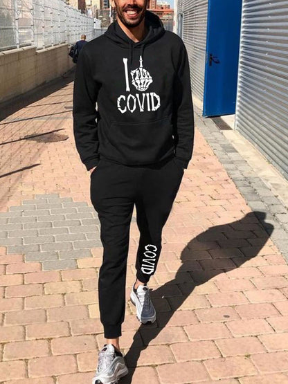 Men's Hooded and Sport Pants Set with Bold Graphic Print Chic and Style