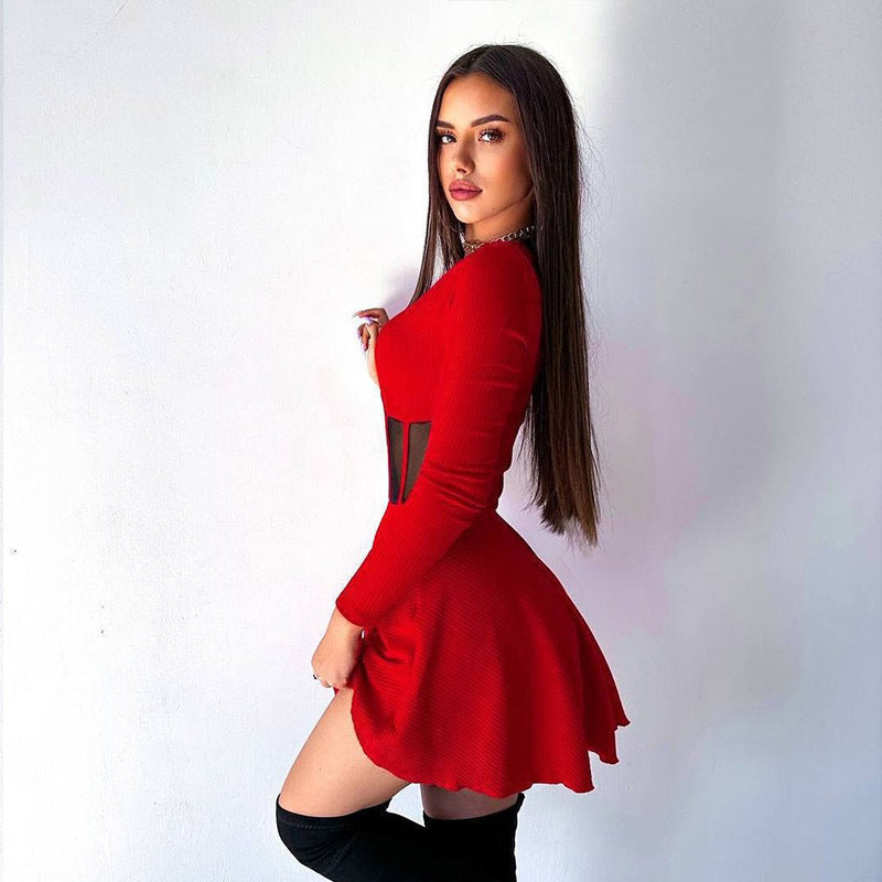 Dames Robe mini de haute qualité et élégante avec des inserts transparents Chic und Stil