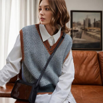 Dame Gilet en tricot à motifs zigzag Chic und Stil