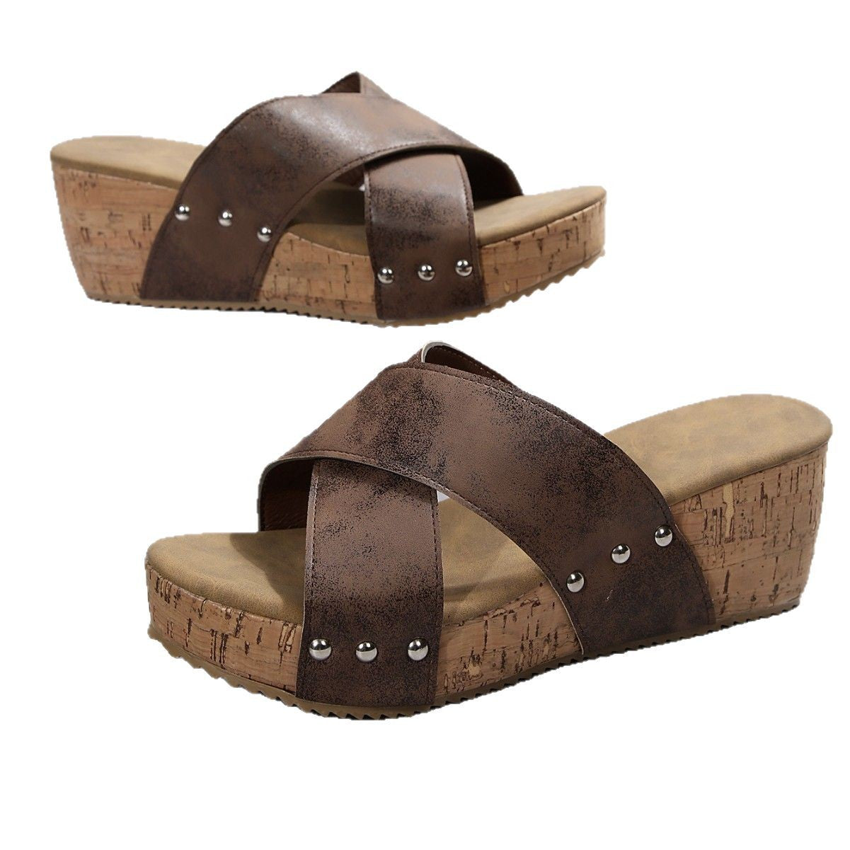 Sandales à talons compensés pour femmes avec tige élastique et semelle antidérapante Chic und Stil