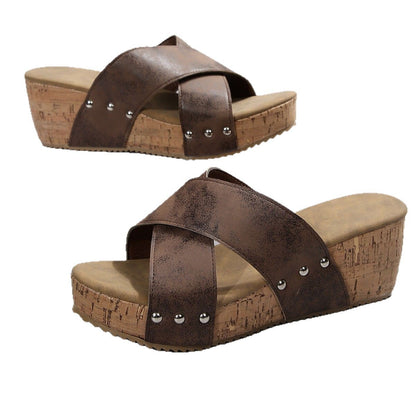 Sandales à talons compensés pour femmes avec tige élastique et semelle antidérapante Chic und Stil