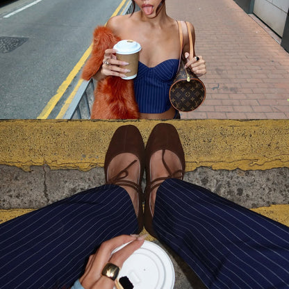 Dames Ensemble à deux pièces à la mode avec rayures Chic und Stil