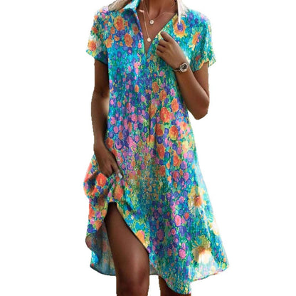 Robe décontractée pour femmes avec un design floral et une coupe asymétrique Chic und Stil
