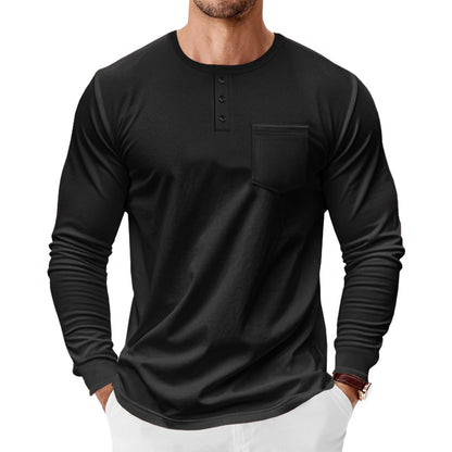 Chemise Henley à manches longues pour hommes avec coupe à la mode et poche poitrine pratique Chic und Stil