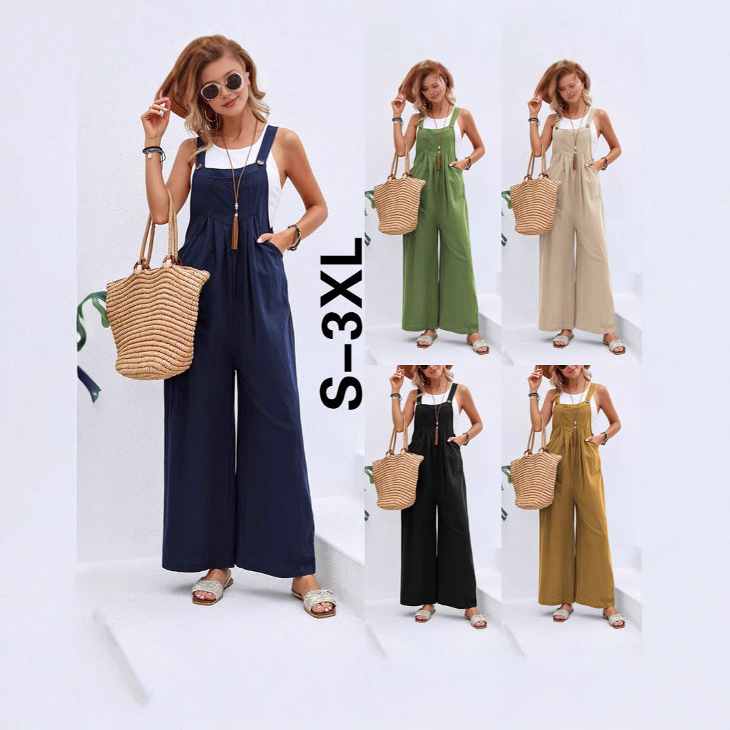 Dames combinaison décontractée avec jambes larges et bretelles ajustables Chic und Stil