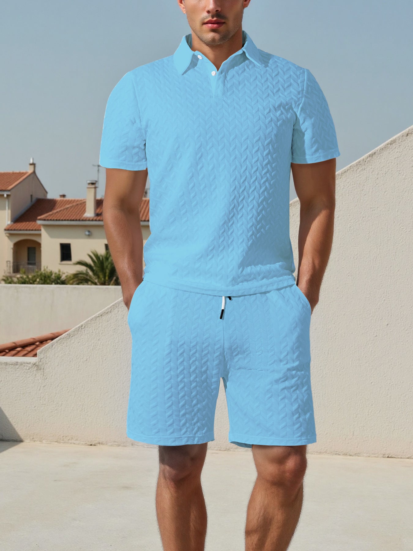Ensemble de polo et shorts pour hommes avec design respirant et taille élastique Chic und Stil