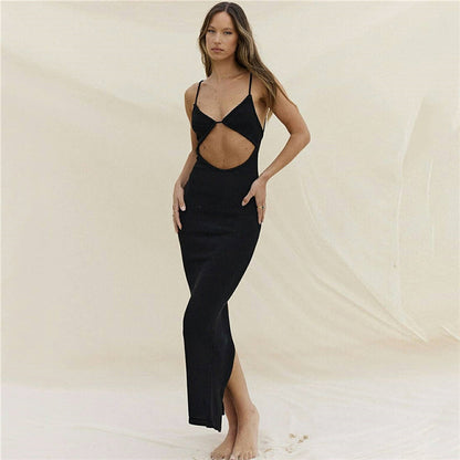 Robes Maxidames élégantes avec découpe saisissante et bretelles spaghetti Chic und Stil