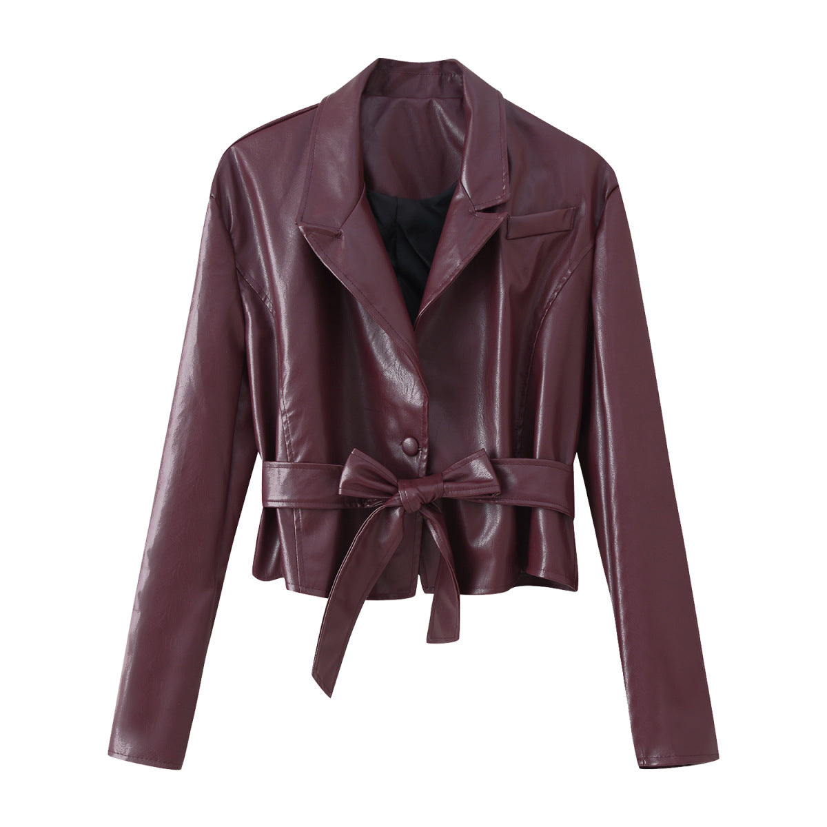Ladies Elegant Faux Leather Jacket Chic and Style