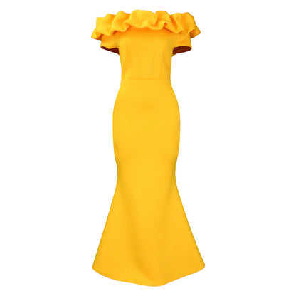 Robe de soirée ajustée pour femmes avec col voluminueux en flounces Chic und Stil