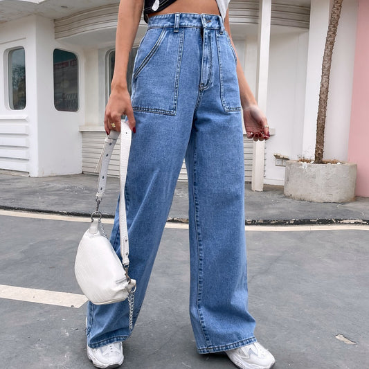 Jean taille haute ample pour femmes avec coupe classique et poches plaquées Chic und Stil