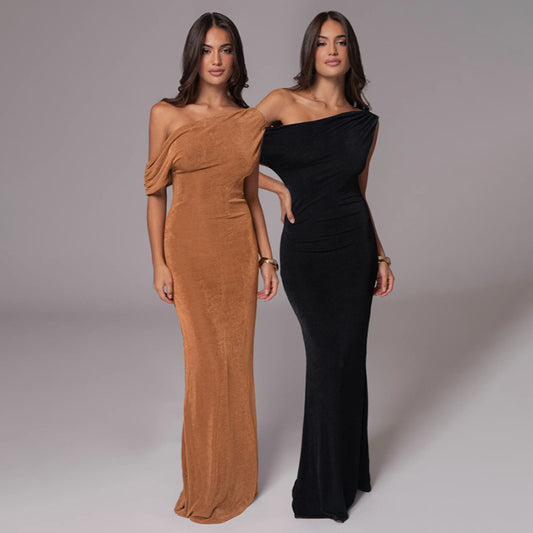 Robe maxi ajustée à épaule unique Chic und Stil