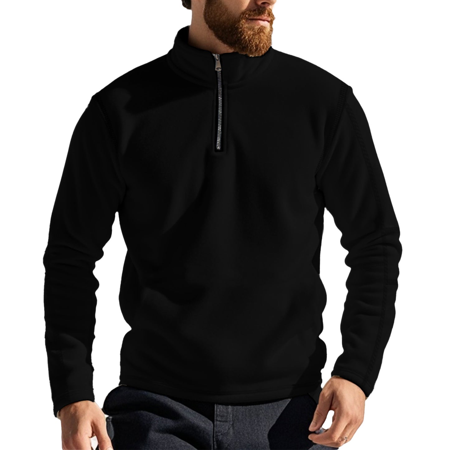 Homme pull en fleece à col haut et ouverture zip pratique Chic und Stil