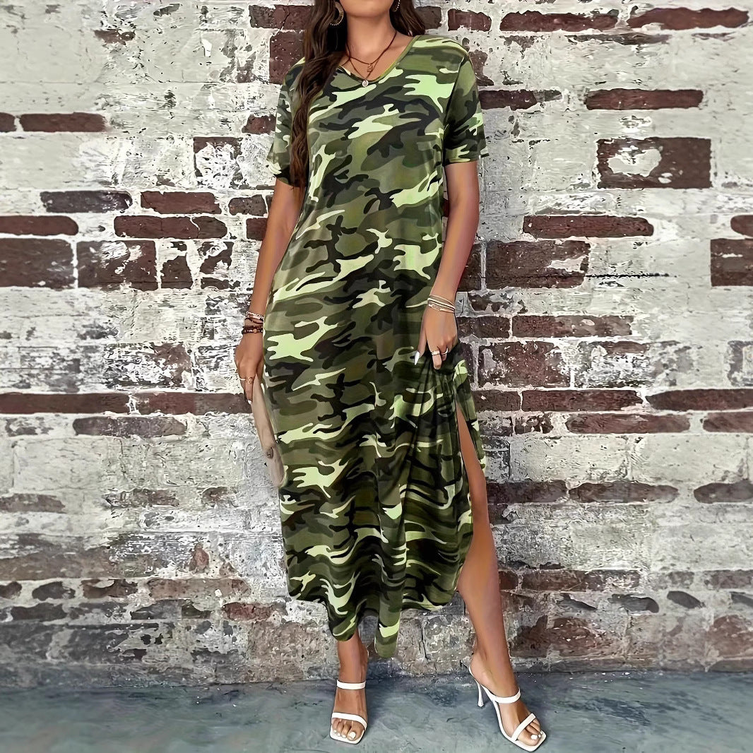 Robe Maxi Camo Imprimé de Loisirs pour Femmes Chic und Stil
