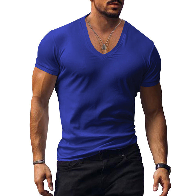 T-shirt pour hommes à col V en mélange de coton respirant Chic und Stil