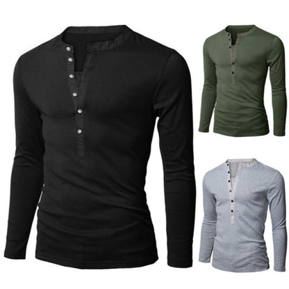 Chemise à manches longues pour homme avec col montant tendance et détail de bouton Chic und Stil