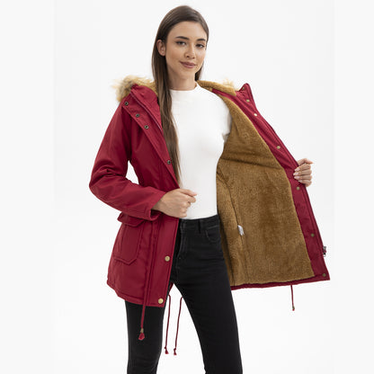 Dame parka d'hiver avec col en fourrure Chic und Stil