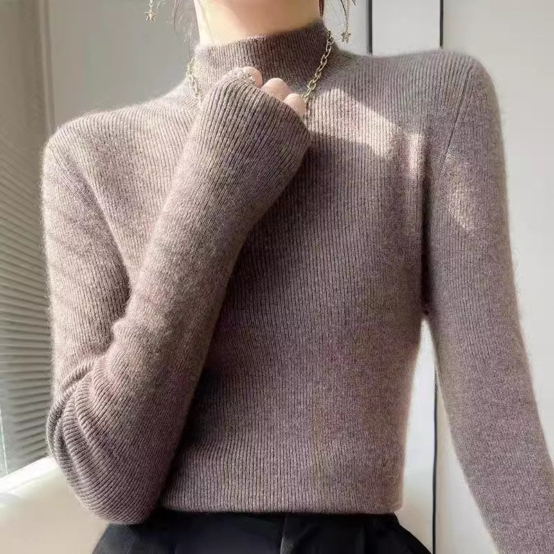 Pull en col roulé élégant pour femmes en laine fine Chic und Stil