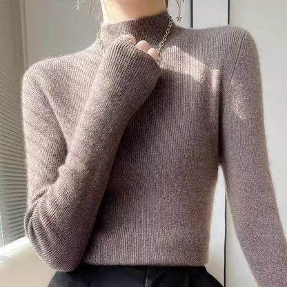 Pull en col roulé élégant pour femmes en laine fine Chic und Stil