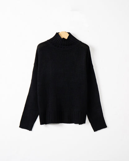 Femme pull en knit à col montant avec design structuré Chic und Stil