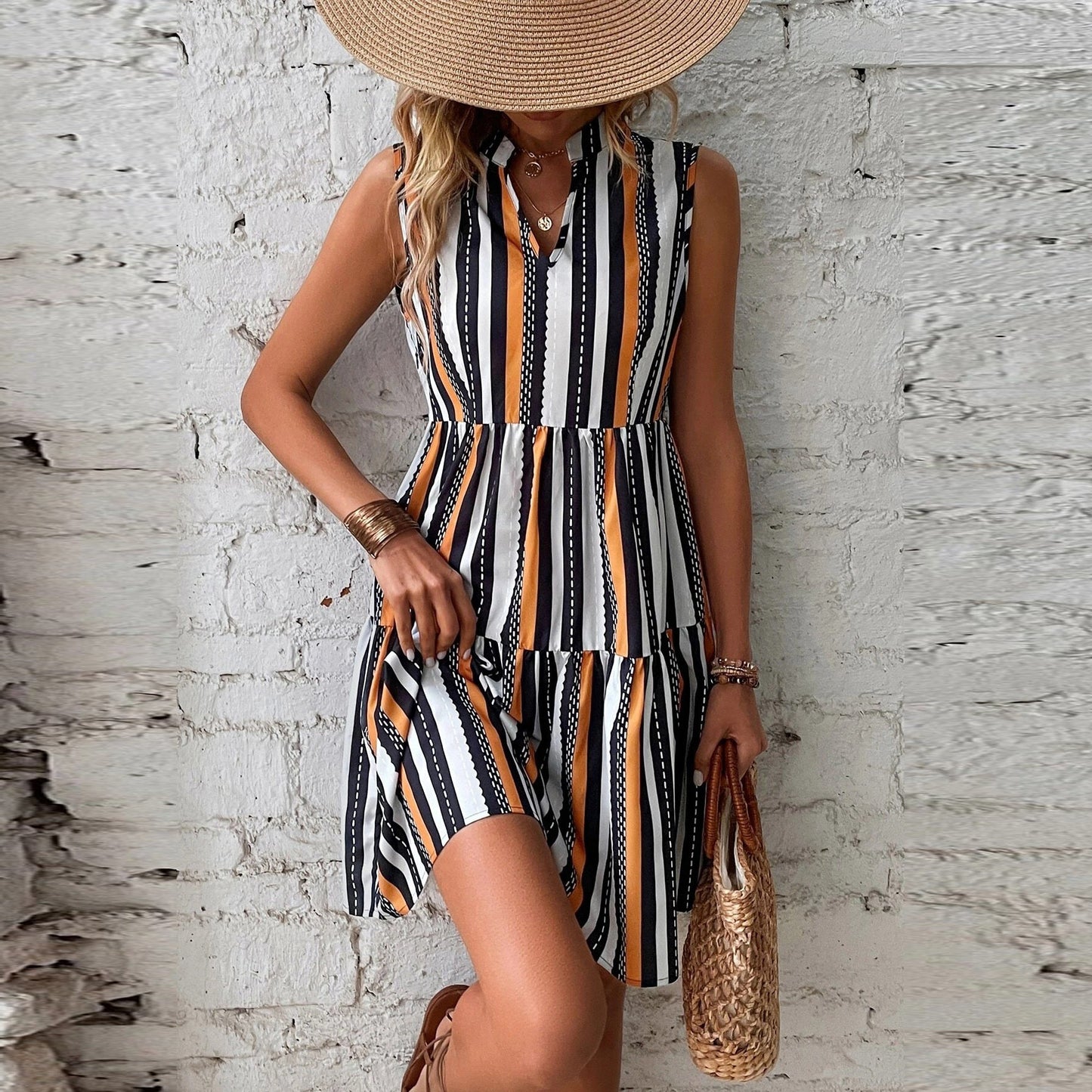 Robe chemise à rayures pour femmes Chic und Stil