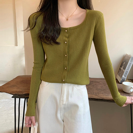 Cardigan pour femmes à manches longues avec col rond et motif côtelé texturé Chic und Stil