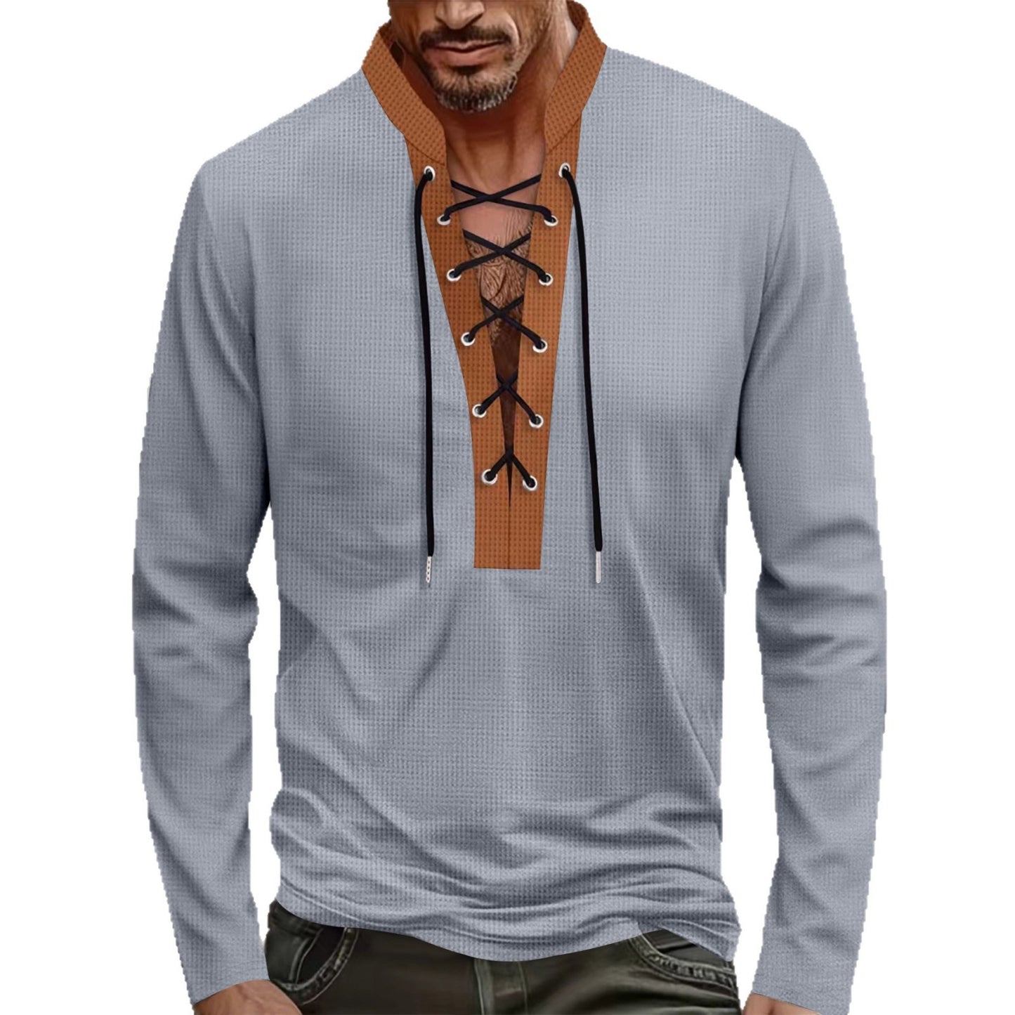 Chemise à manches longues pour hommes avec un design de lacets moderne Chic und Stil