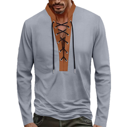Chemise à manches longues pour hommes avec un design de lacets moderne Chic und Stil