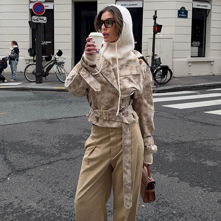 Fashionable women's trench coat with belt and hood Chic and Style