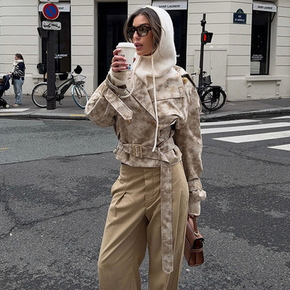 Fashionable women's trench coat with belt and hood Chic and Style