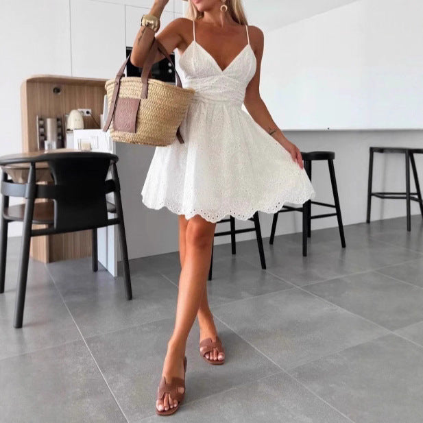 Robe d'été femme avec broderie ajourée Chic und Stil