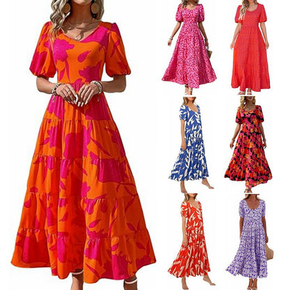 Robe maxi pour femme avec ourlet fluide et motif floral Chic und Stil