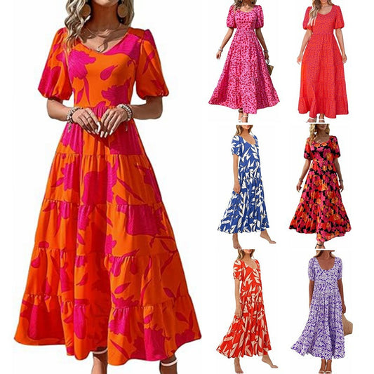 Robe maxi pour femme avec ourlet fluide et motif floral Chic und Stil
