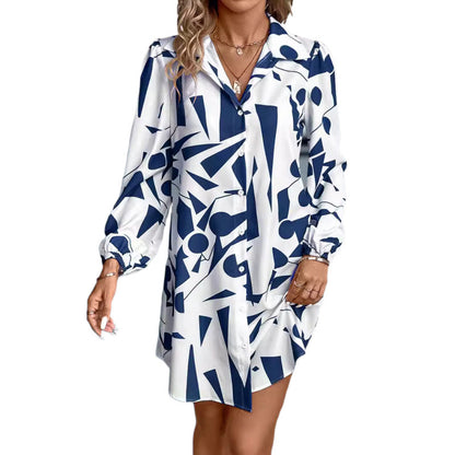 Robe à boutons pour femme à imprimé géométrique Chic und Stil