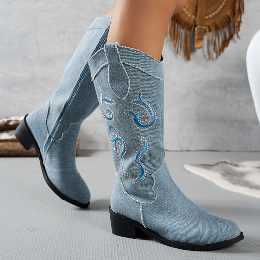 Bottes de cowboy pour femmes avec design de broderie à la mode Chic und Stil