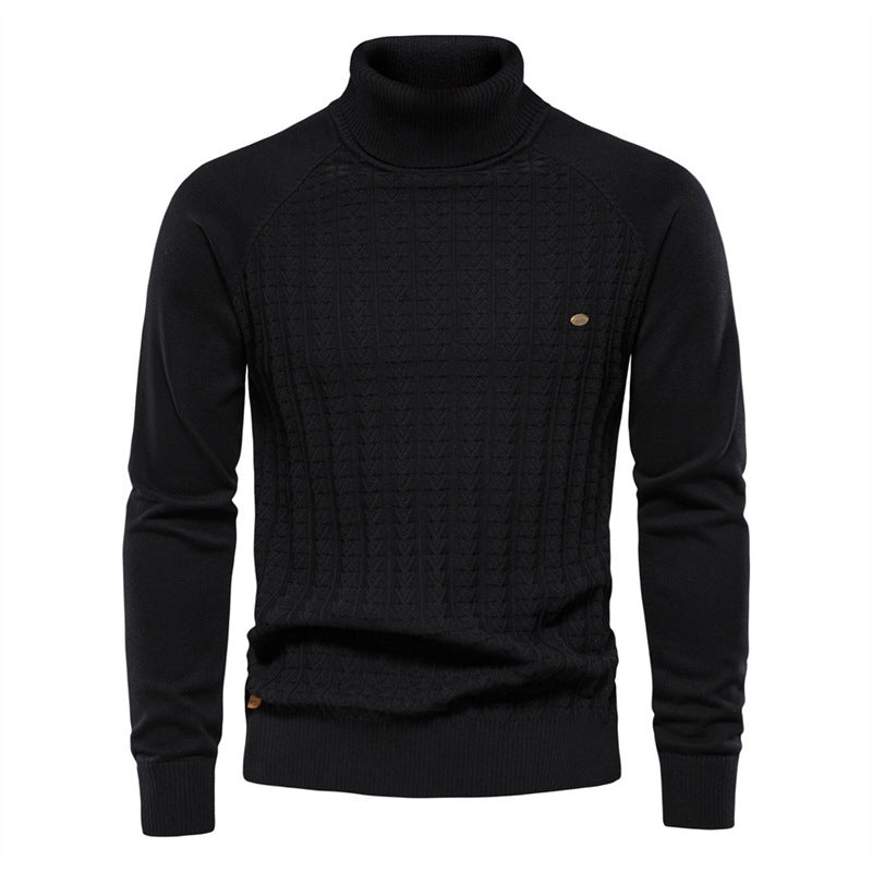 Pull en tricot pour hommes avec col montant tendance et design texturé Chic und Stil