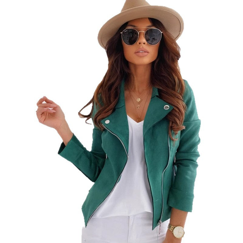 Chic and stylish leather jacket for women in biker style