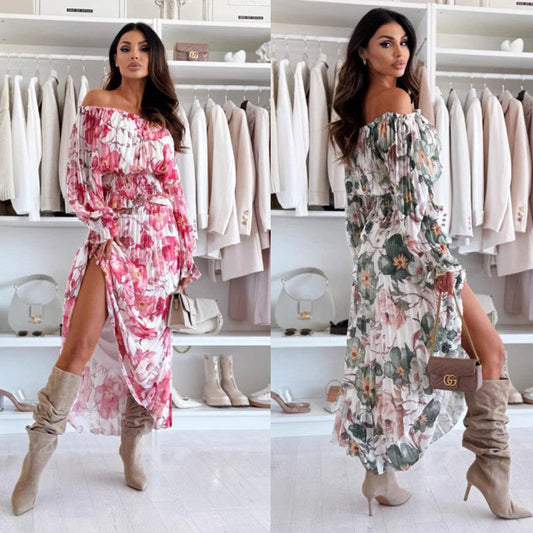 Dames Off-Shoulder Fluide Maxi Robe Chic und Stil 1751506841