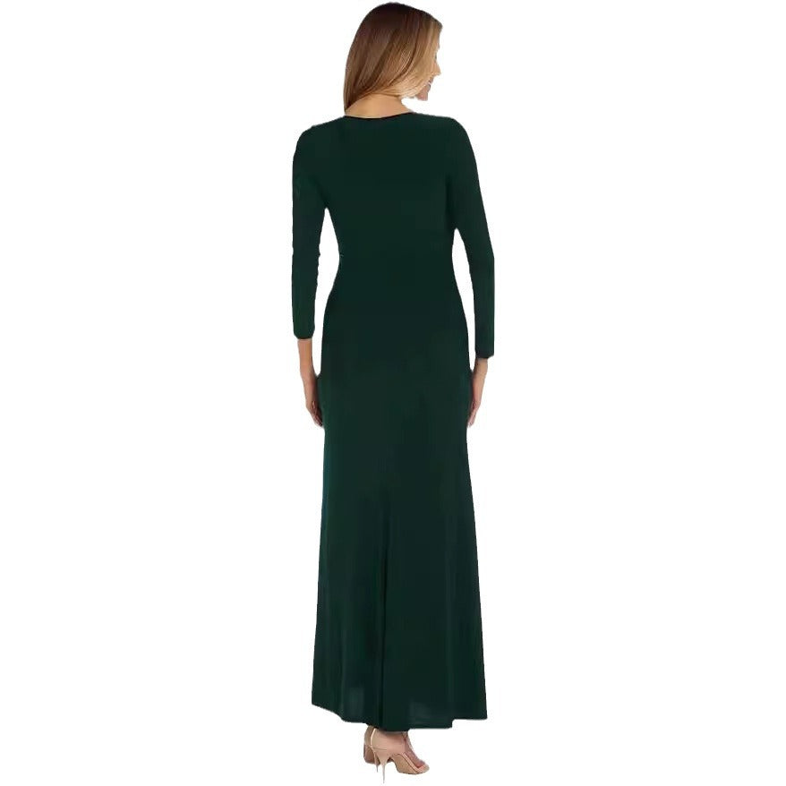 Robe maxi élégante pour femmes avec décolleté en V profond et fente latérale Chic und Stil
