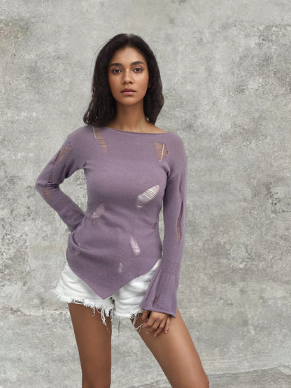 Pull en tricot décontracté pour femmes avec découpes tendance et coupe ample Chic und Stil