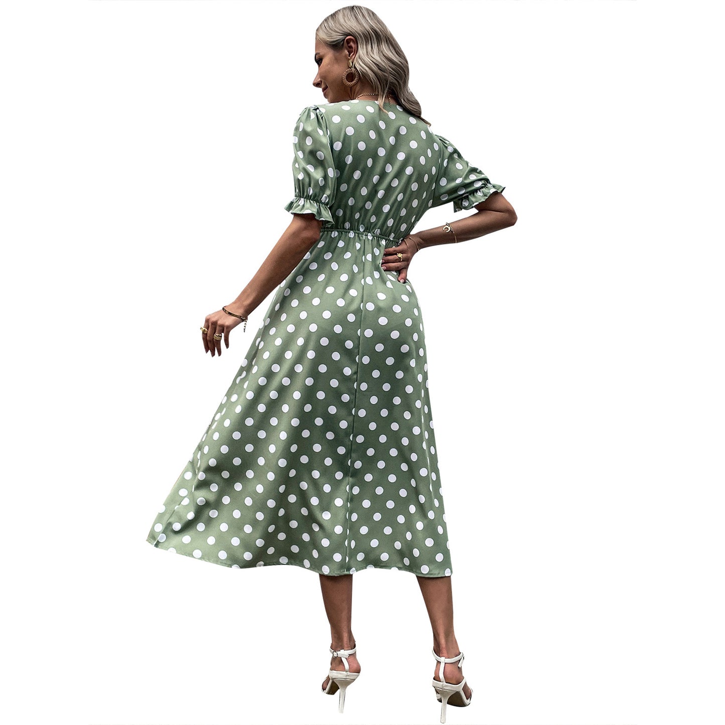 Robe midi femme avec détails noués et design à pois Chic und Stil