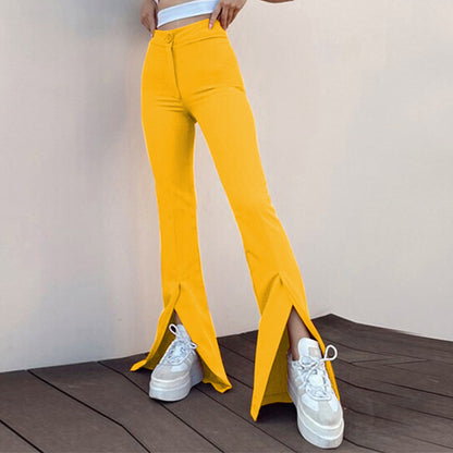 Flared pants for women with side slits and high waist Chic and Style