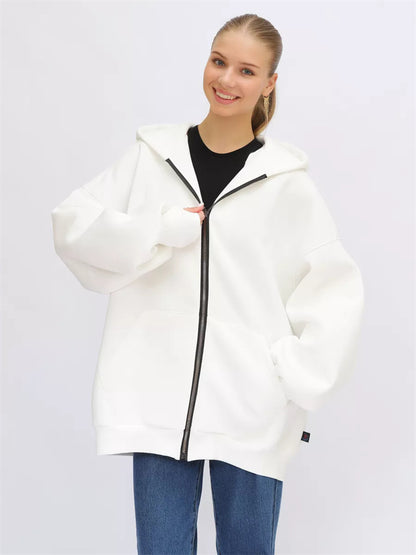 Dame Veste à Capuche Oversize avec Fermeture Éclair Intégrale et Coupe Extrêmement Confortable Chic und Stil