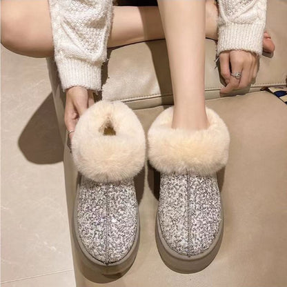 Ladies Plush Sparkly Slippers Chic and Style