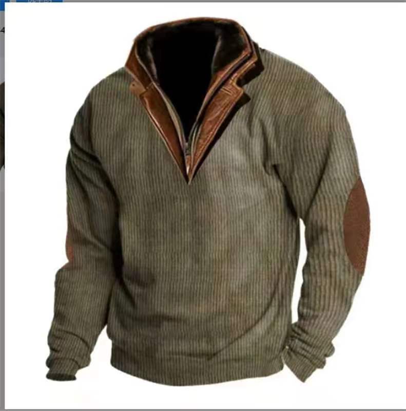 Pull en tricot pour hommes avec détails en cuir et col haut Chic und Stil
