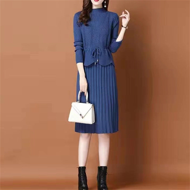 Robe en tricot pour dames avec taille asymétrique et fine structure côtelée Chic und Stil