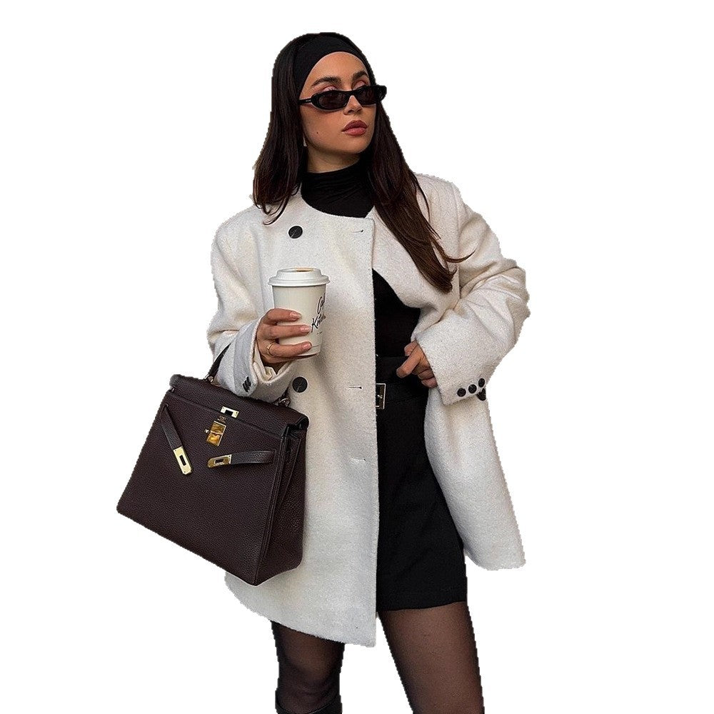 Dames élégante veste en laine surdimensionnée avec détails en boutons Chic und Stil