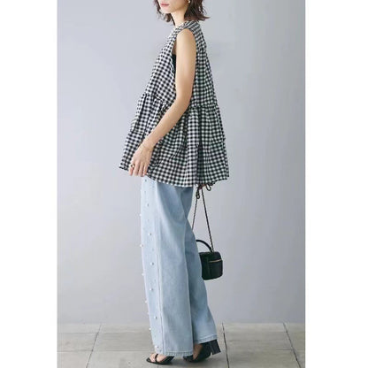 Dames Haut en peplum fluide et ensemble pantalon à pois Chic und Stil