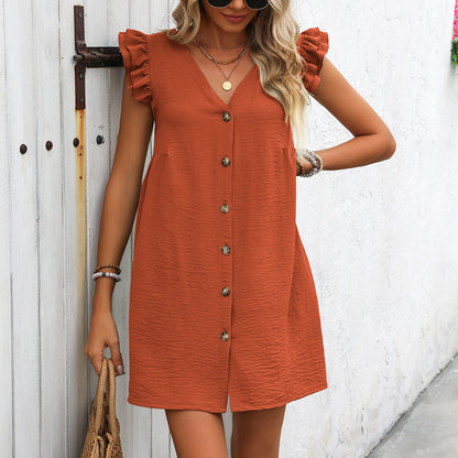 Robe portefeuille légère pour femmes avec détails volantés et patte de boutonnage Chic und Stil