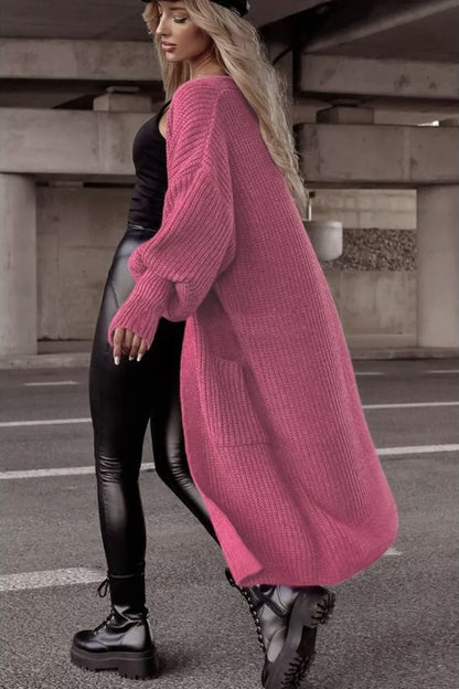 Dames Gros tricot Gilet avec design côtelé et grandes poches Chic und Stil